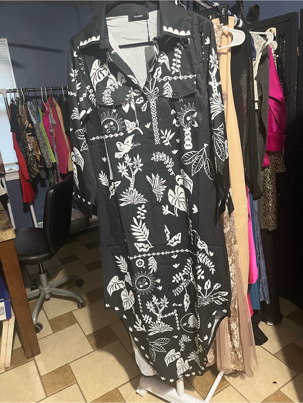 Women's Black & White Floral Maxi Dress Nordstrom